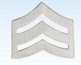 1" Police Chevrons Insignia Sergeant Silver Finish