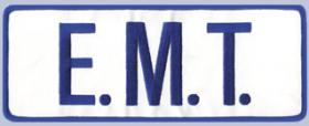 4 x 11 Back Patch - "E.M.T." - Navy on white